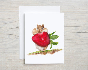 Strawberry Chipmunk Greeting Card
