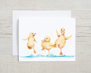 Splashing Ducklings Greeting Card