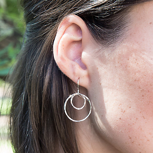 Double Ring Earrings - sterling silver