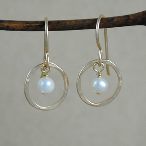 Pearl Halo Earrings - gold filled