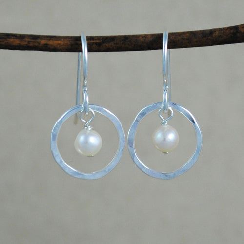 Pearl Halo Earrings - sterling silver