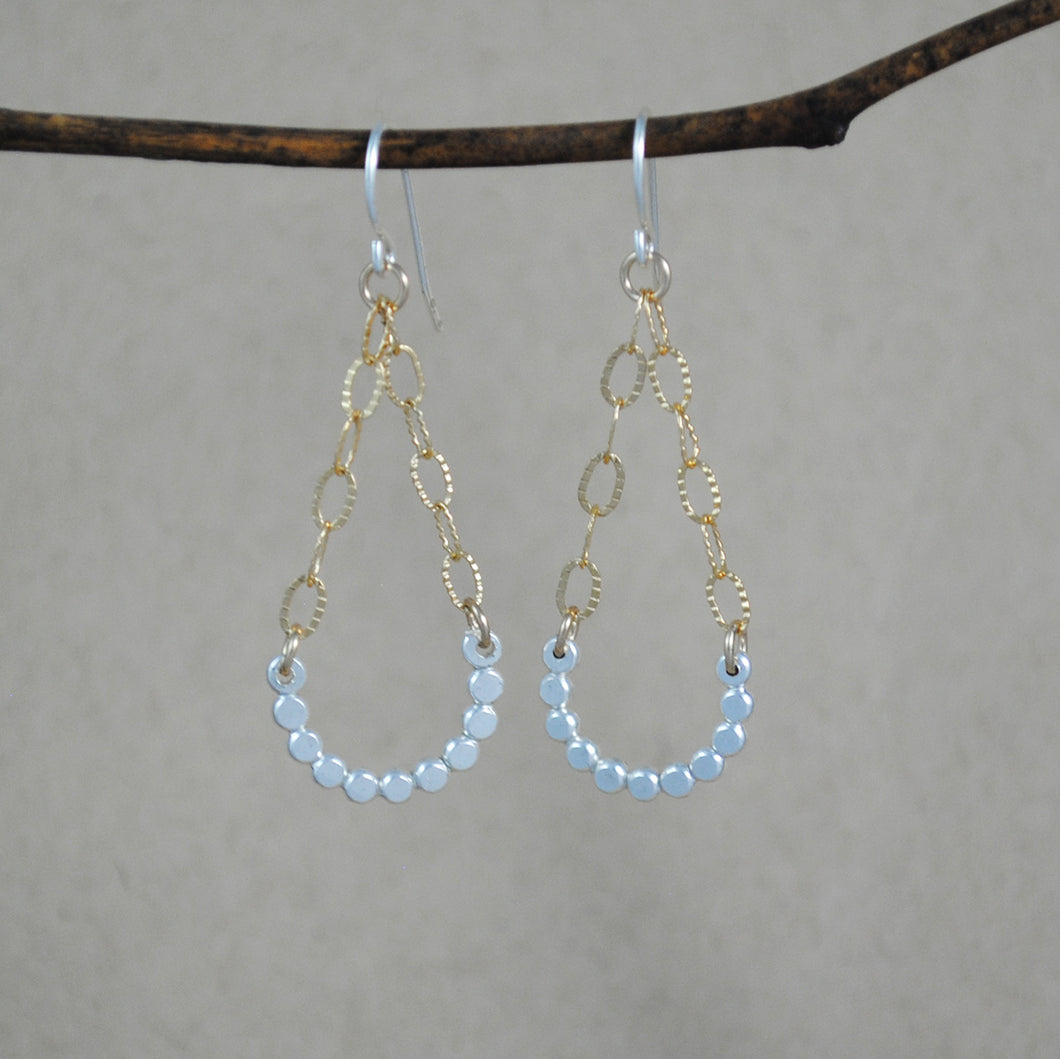 Small Beaded Swing Earrings - mixed metals