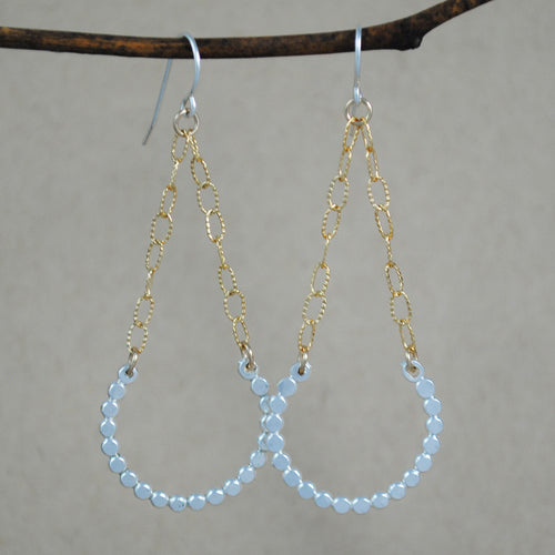 Large Beaded Swing Earrings - mixed metals