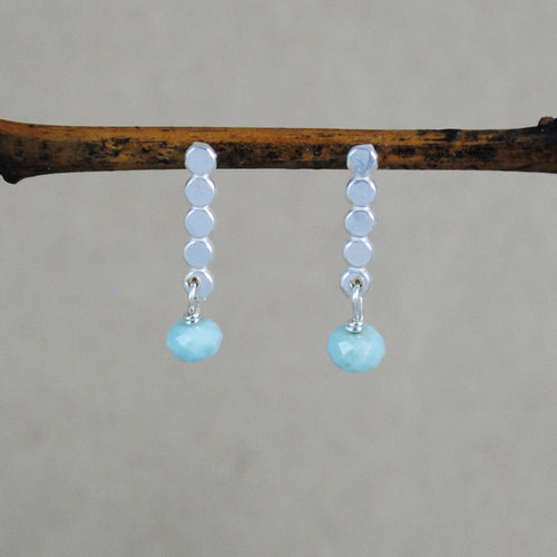 Beaded and Stone Studs - sterling silver