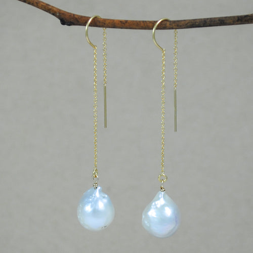 Pearl Threader Earrings - gold-filled