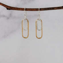 Small Double Paperclip Earrings - mixed metals