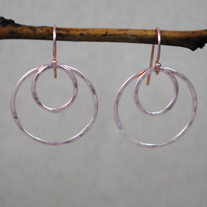 Double Ring Earrings - rose gold-filled