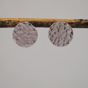 Hammered Disc Stud Earrings - gold-filled
