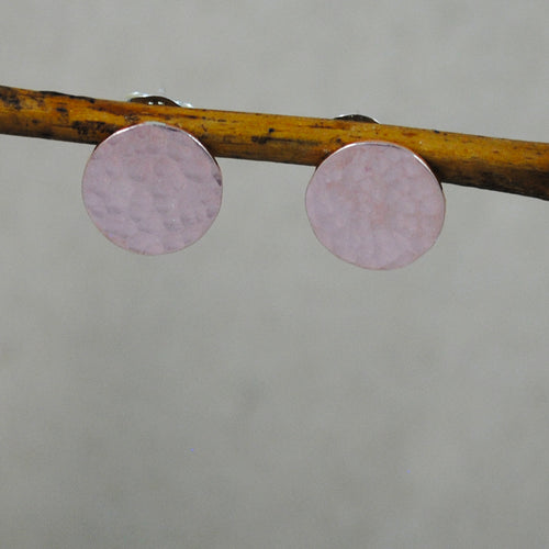 Hammered Disc Stud Earrings - rose gold-filled