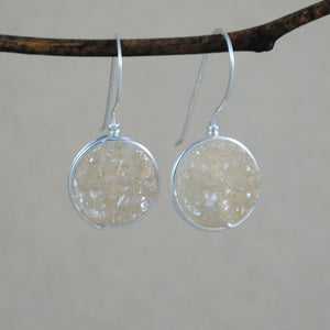 Small Wrapped Druzy Earrings - sterling silver