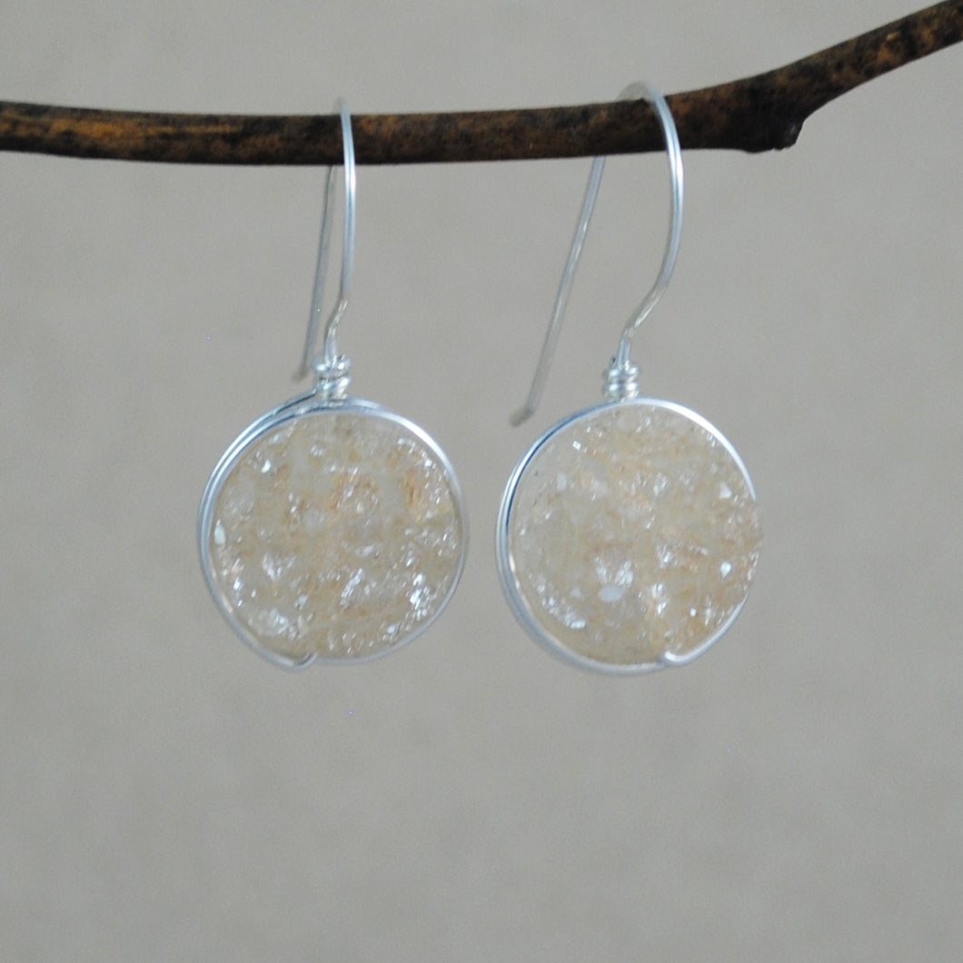 Small Wrapped Druzy Earrings - sterling silver