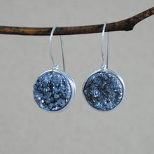 Small Wrapped Druzy Earrings - sterling silver