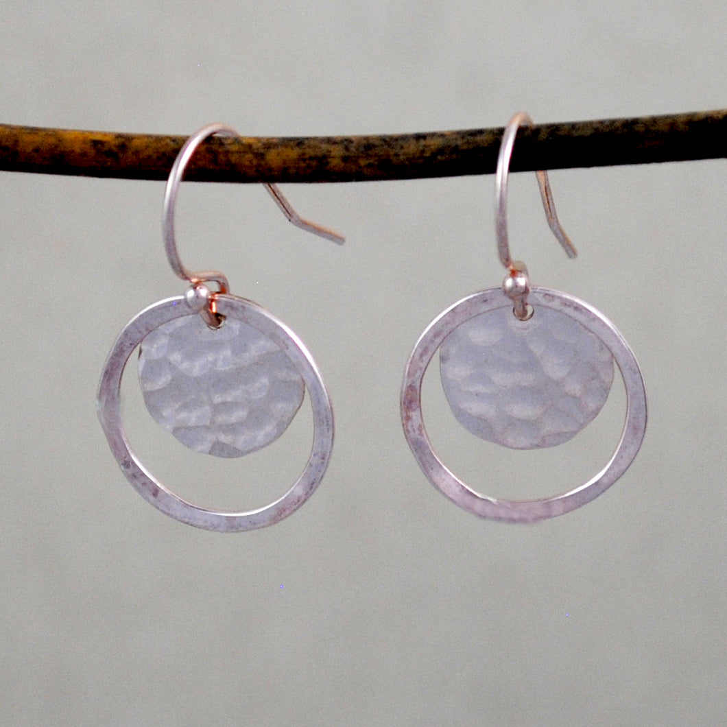 Hammered Halo Earrings - rose gold-filled