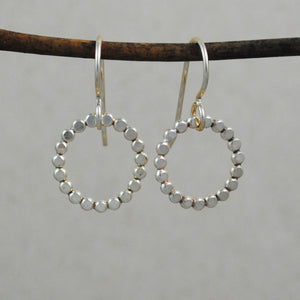 Small Beaded Circle Earrings - gold-filled