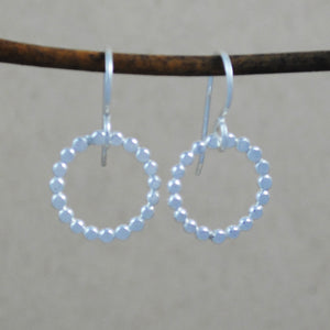 Small Beaded Circle Earrings - sterling silver