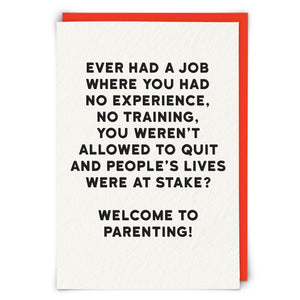A JOB/WELCOME TO PARENTING