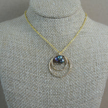 Double Ring and Pearl Pendant - gold filled