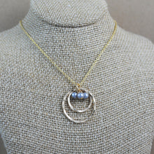 Double Ring and Pearl Pendant - gold filled