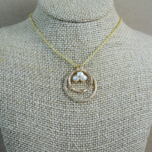 Double Ring and Pearl Pendant - gold filled