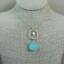 Circle Link and Semi-Precious Stone Pendant - gold-filled