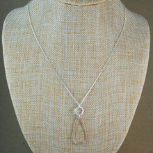 Teardrop Pendant on Long Chain - mixed metals