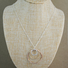 Triple Ring Pendant on Long Chain - mixed metals