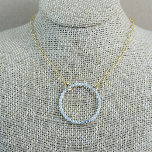 Large Beaded Circle Pendant - Mixed Metals