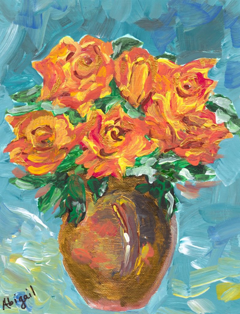 Orange and Yellow Roses - Note Card