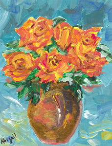 Orange and Yellow Roses Note Card Set