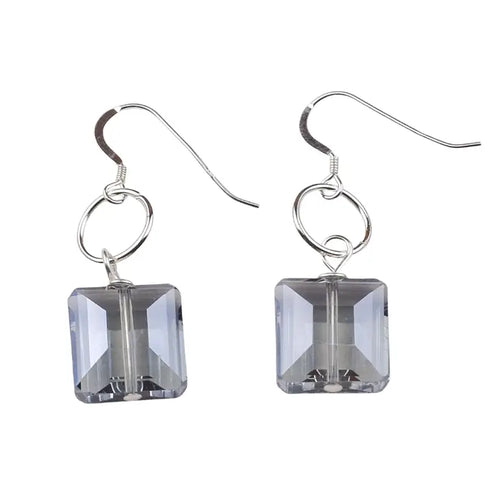 Crystal Drop Earrings with Circle