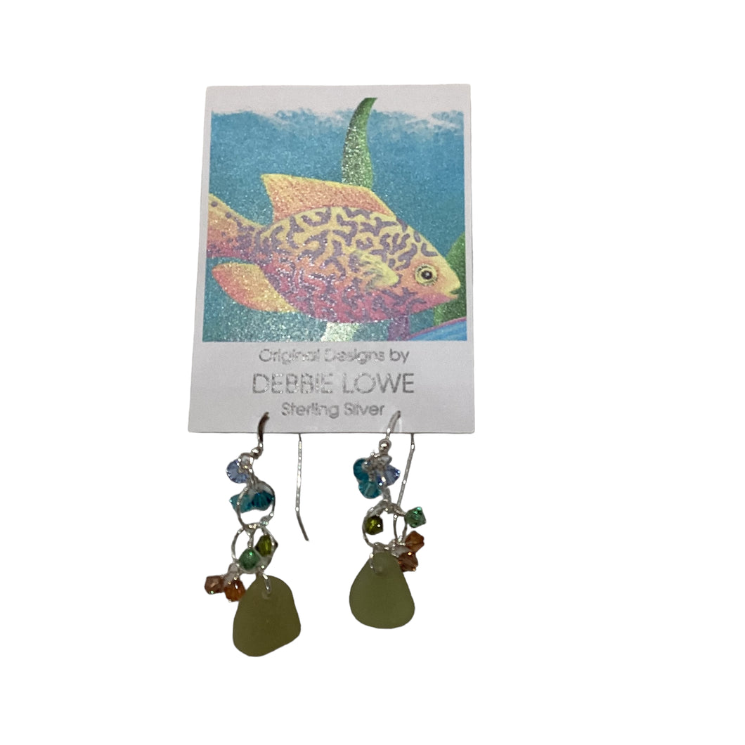 Olive Green Seaglass Earrings