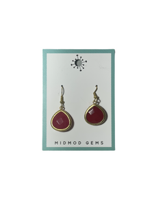 Red and Gold Teardrop Earrings