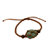 Lava Diffuser Bracelet - Woven Brown Leather