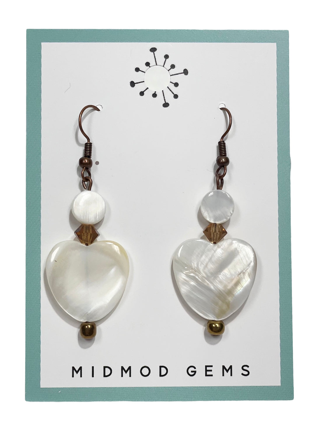 White Heart Bead Drop Earrings