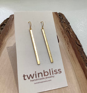 KAY Earrings-Minimalist Bar On Gold Hooks