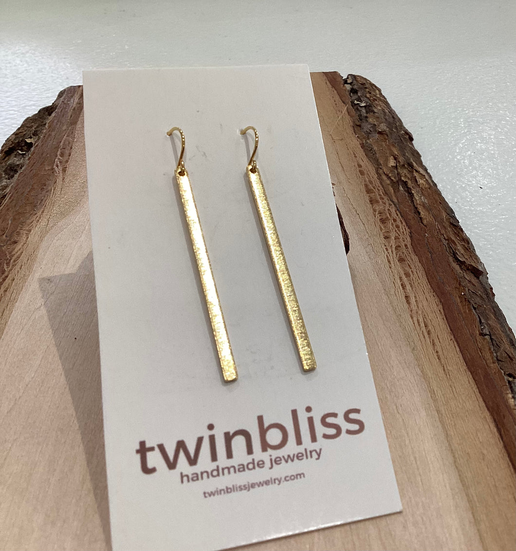 KAY Earrings-Minimalist Bar On Gold Hooks