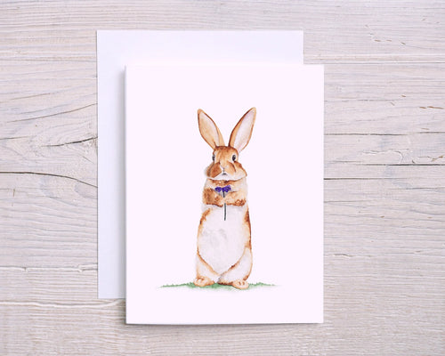 Bunny w/ Purple Flower Greeting Card