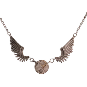Steampunk Movement Necklace with Harley Wings