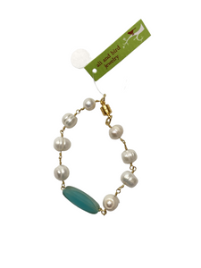 Pearl with Precious Stone Bracelet
