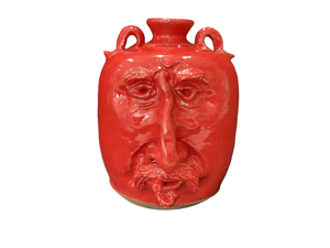 Red 7" Face Jug with Mustache and Cigar
