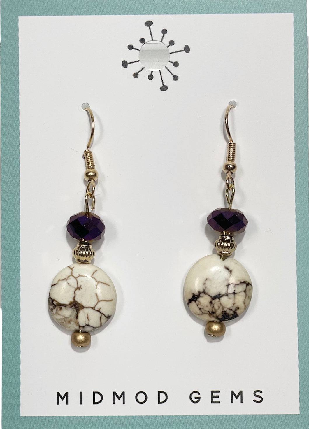 Purple Marble Drop Earrings