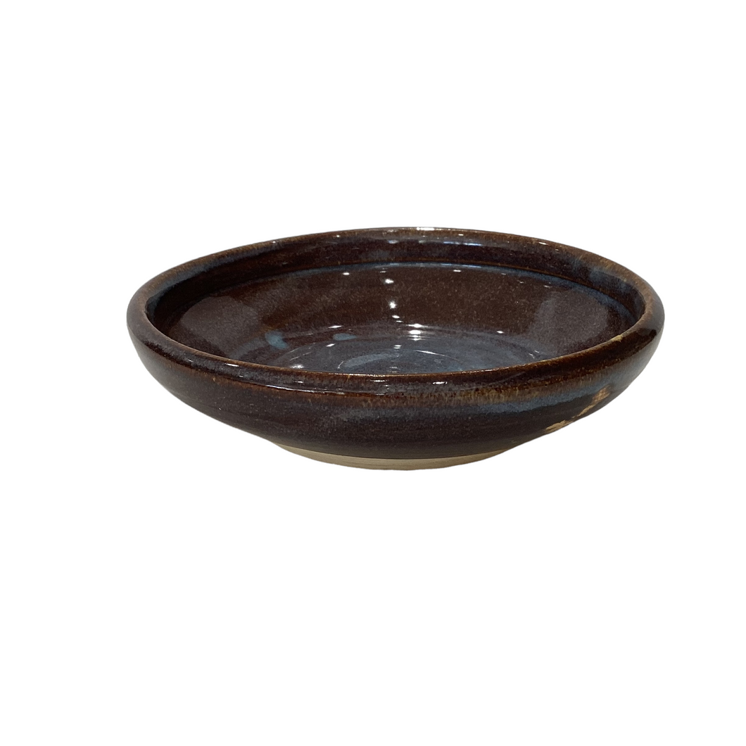 Pottery Brown and Blue Shallow Bowl