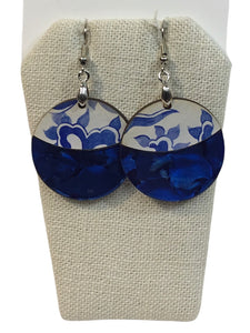 Round Blue and Blue/White Earrings
