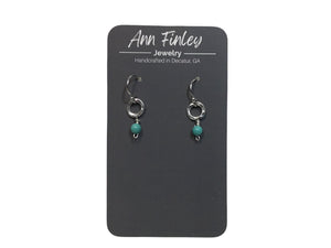 Earring -  Tiny Hoops with Turquoise