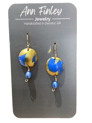 Blue Swirl Tin Earrings
