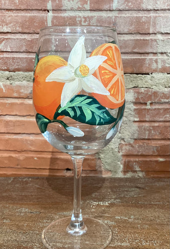 Orange with Orange Blossoms Wine Glass