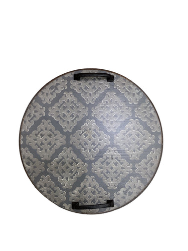Wooden Round Tray with Black Metal Handles (more style available)