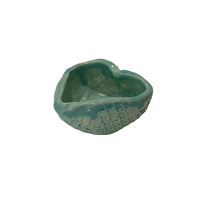 Teal Pottery Heart Mermaid Trinket Bowl