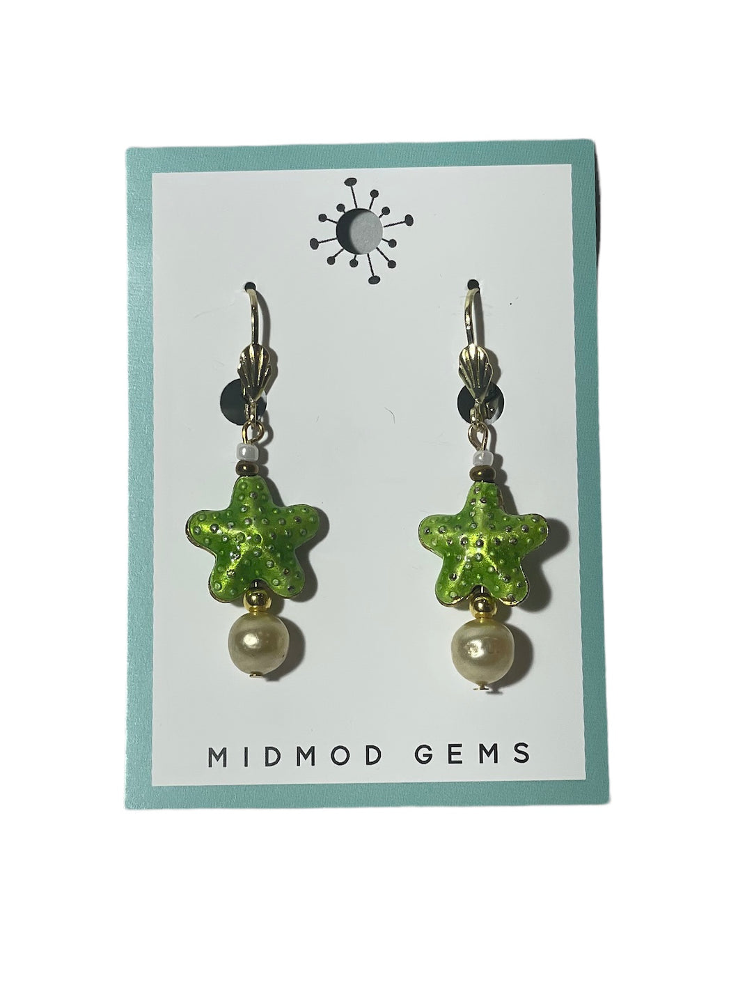 Green Starfish Earrings