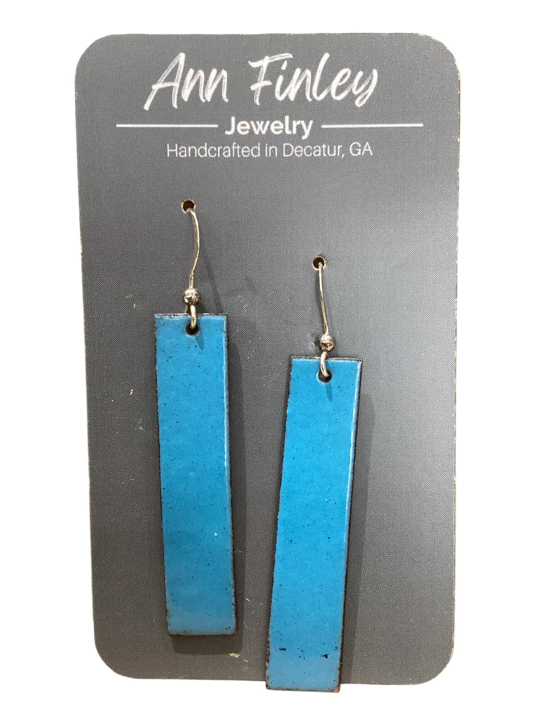 Blue Rectangle Enamel Earrings